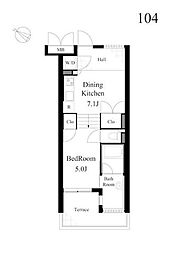 ライトハウス 1階1DKの間取り