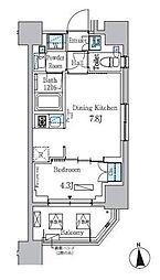 パークアクシス学芸大学レジデンス 8階1DKの間取り