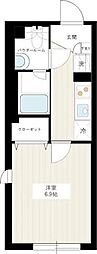 ハーモニーフラッツ中目黒 3階1Kの間取り