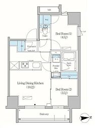 アーバネックス上野元浅草 5階2LDKの間取り
