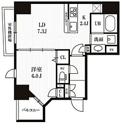 ピークス神田 3階1LDKの間取り