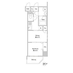 ルクレ東上野レジデンス 7階1DKの間取り