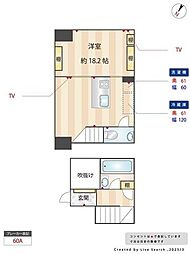 サンフェル神宮前 1階1DKの間取り