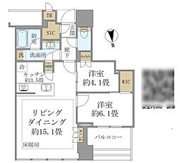 白金ザ・スカイ 6階2LDKの間取り