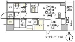 テラス御徒町 10階1LDKの間取り
