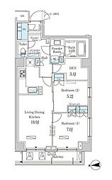 パークアクシス市谷加賀町 3階2SLDKの間取り
