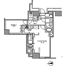 ホワイトタワー浜松町 2002 20階1LDKの間取り