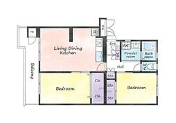 前田ハイツ 5階2LDKの間取り