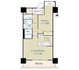 勝どきビュータワー 27階1LDKの間取り