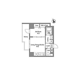 エネシャル代官山 6階1LDKの間取り