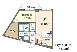 アリビス新江古田 2階1LDKの間取り