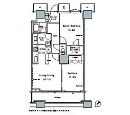 ザ・東京タワーズミッドタワー 27階2LDKの間取り