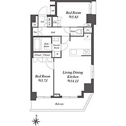 アイフラット両国 8階2LDKの間取り