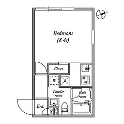 グランデュオ千歳船橋4 2階ワンルームの間取り