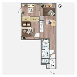 ウェルスクエア桜上水 2階2LDKの間取り