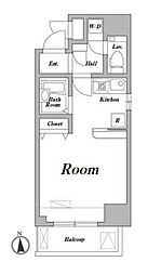 レジディア大井町 7階ワンルームの間取り