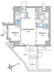ルフォンプログレ中野坂上 1階2LDKの間取り