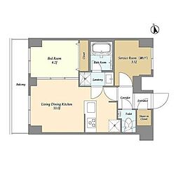 オーガスタレジデンス大森 8階1SLDKの間取り