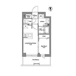 コンフォリア戸越公園 4階1DKの間取り