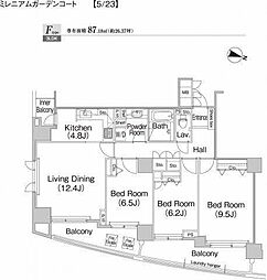 ミレニアムガーデンコート 4階3LDKの間取り