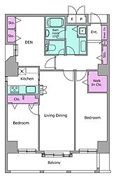 プライムゲート飯田橋 6階2SLDKの間取り