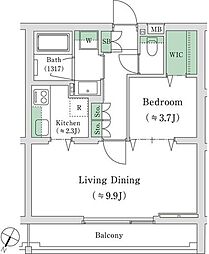 レジデンシャルスター白山シーズンテラス 1階1LDKの間取り