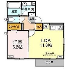 梅とオリーブ 1階1LDKの間取り