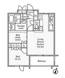 ニド桜丘 1階2LDKの間取り