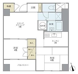グランドメゾン田町 7階2LDKの間取り