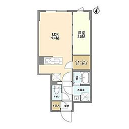 ウェルスクエア駒場東大前 2階1LDKの間取り