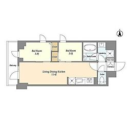 ドゥーエ南砂町2 9階2LDKの間取り