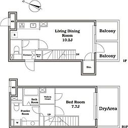 レジディア西新宿2 105 1階1LDKの間取り