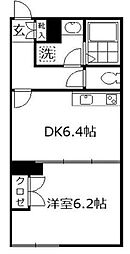 早稲田鶴巻町IMAハウス 1階1DKの間取り