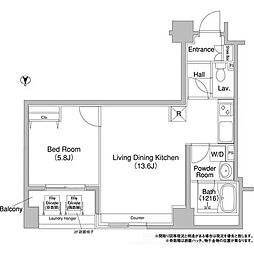 コンフォリア銀座イースト 5階1LDKの間取り