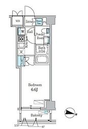 スタイリオ渋谷南平台 404 3階1Kの間取り