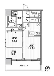 ジェノヴィア浅草5スカイガーデン 7階2LDKの間取り