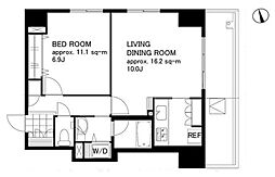御殿山テラス 6階1LDKの間取り