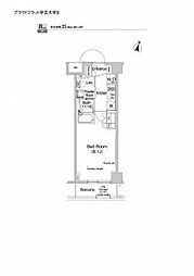 プラウドフラット学芸大学2 1階1Kの間取り