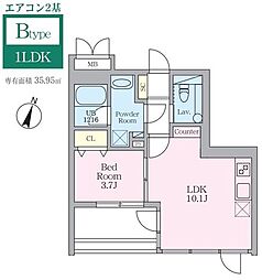 セレーネ御殿山 302 3階1LDKの間取り