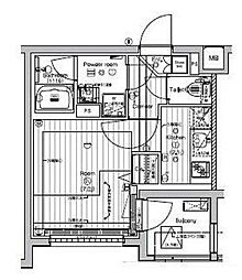 プレミアムキューブ新宿中井 3階ワンルームの間取り