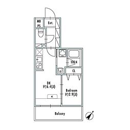 グランパセオ押上2 2階1DKの間取り