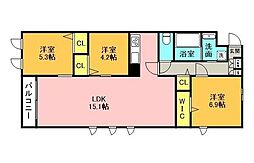 ザベルーガ世田谷レジデンス 3階3LDKの間取り
