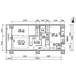 東雲キャナルコートCODAN 7階2LDKの間取り