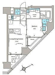 ルフォンプログレ蔵前プレミア 10階1LDKの間取り