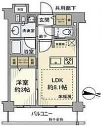 エクセレントシティ目白 2階1LDKの間取り