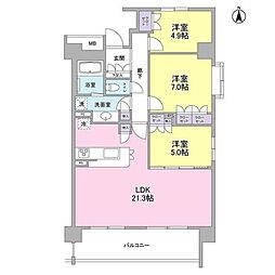 アンビエンテ経堂 3階3LDKの間取り