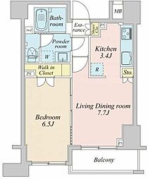 プラウドフラット神楽坂2 8階1LDKの間取り