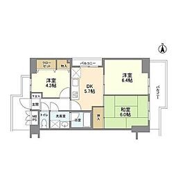 エスト・メール東大井 501 5階3DKの間取り