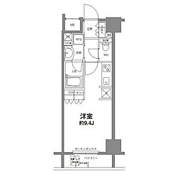 コンフォリア新宿御苑2 13階ワンルームの間取り
