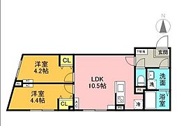Ｇ．Ｔ．Ａ．　中野坂上 4階2LDKの間取り